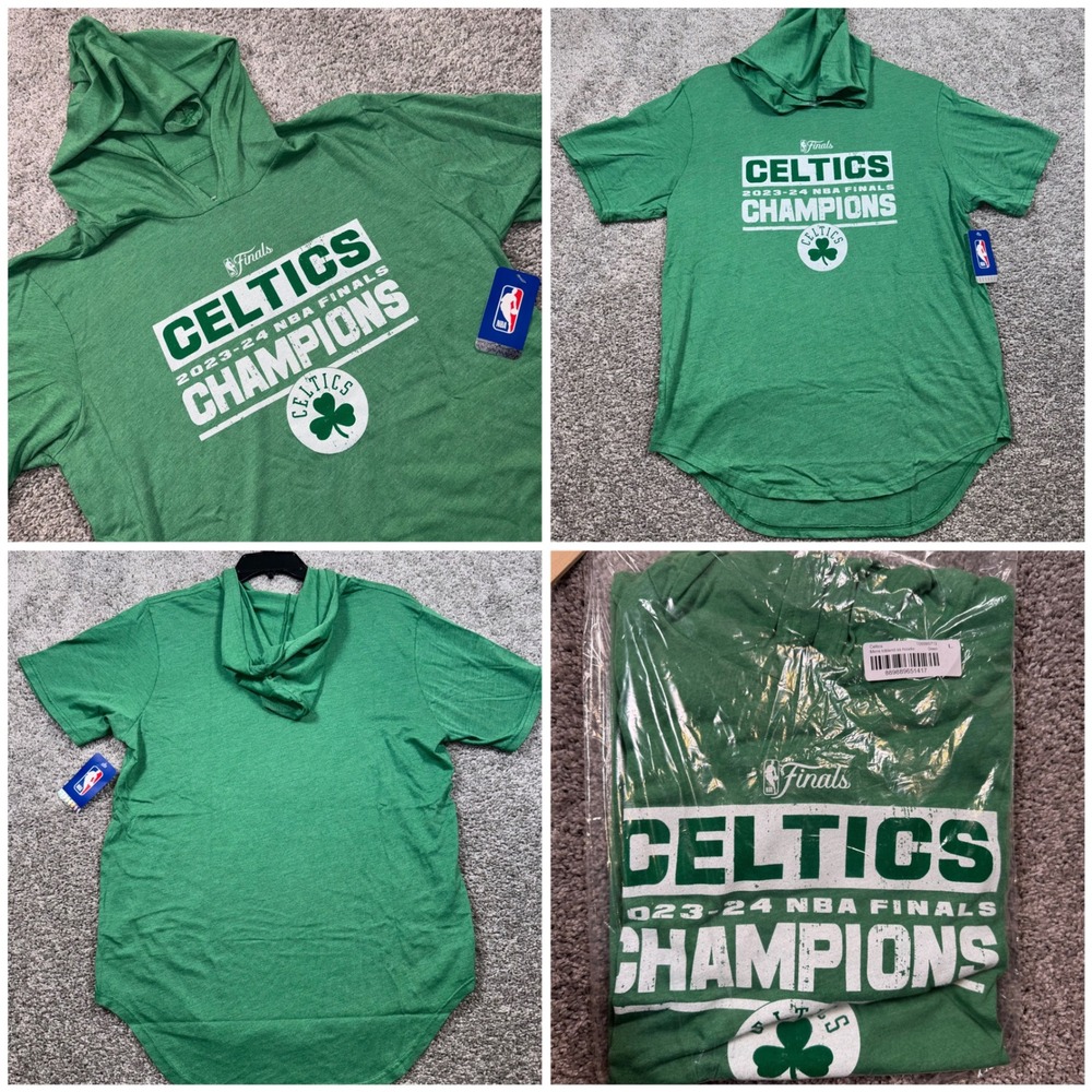Boston Celtics Majestic Threads NBA Finals Champions Hoodie Mens Green Large NEW